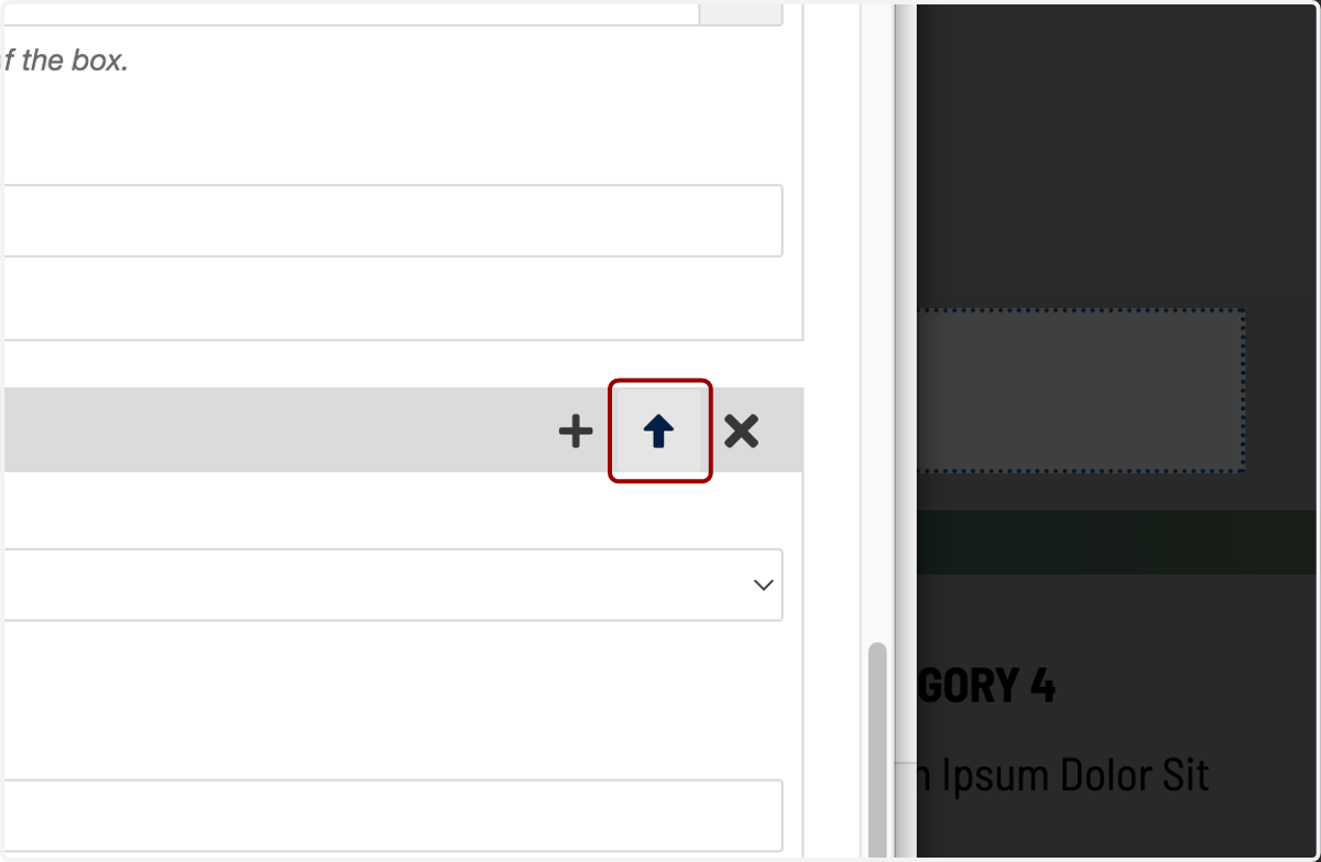 Element group controls showing up and down arrows for reordering link groups.