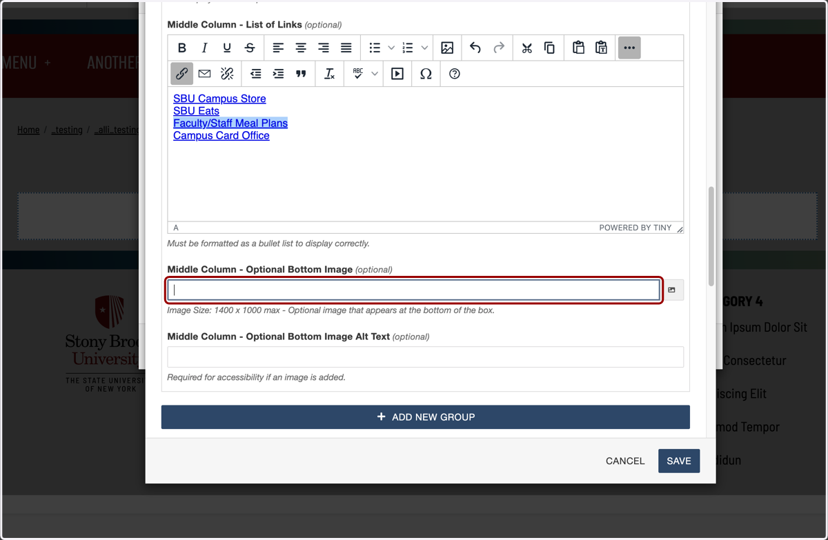 Image option area shown for the second column, indicating the image will be left blank.