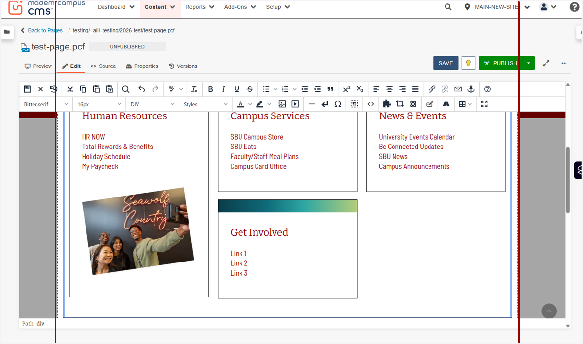 Additional link group example displayed with a group titled “Get Involved”.