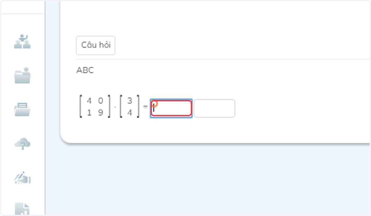 Học sinh nhấp vào ô để đánh ra đáp án của mình