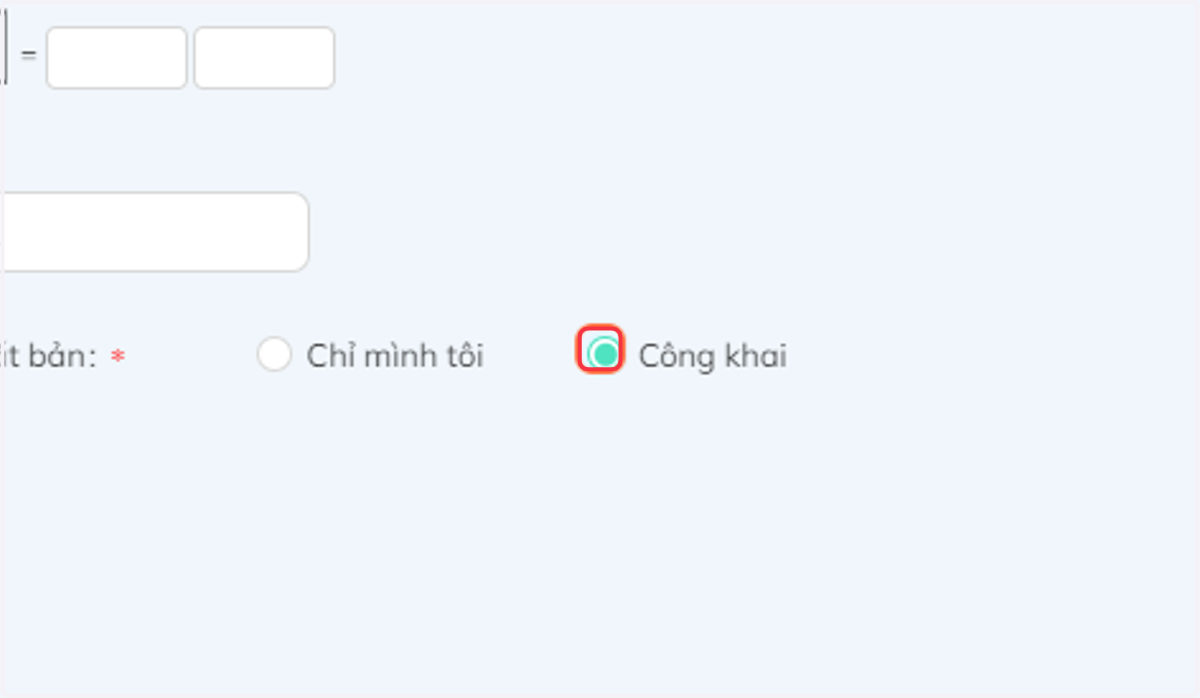 Nhấn chọn "Công khai" để ai cũng thấy được câu hỏi