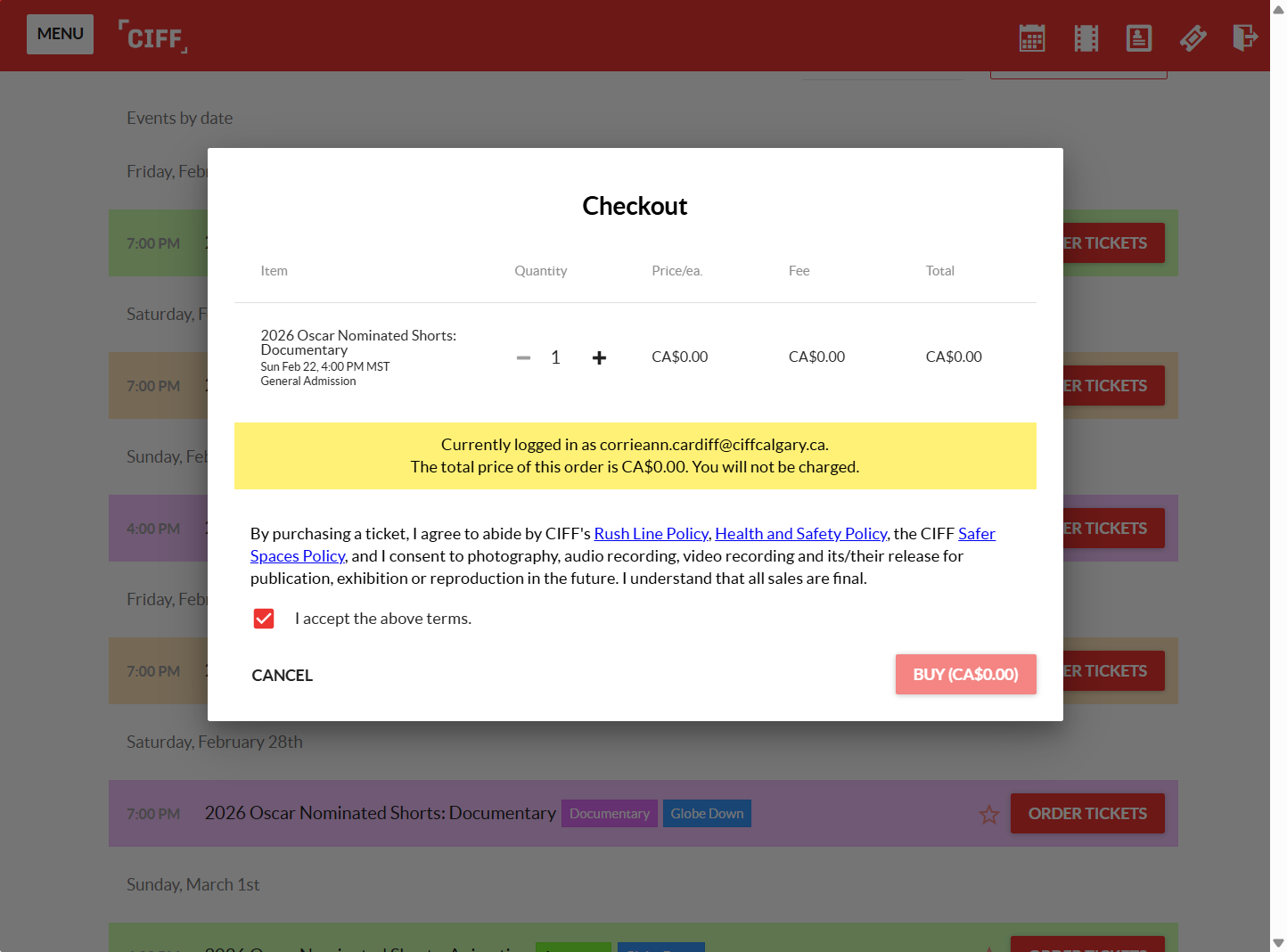 Click on BUY (CA$0.00)