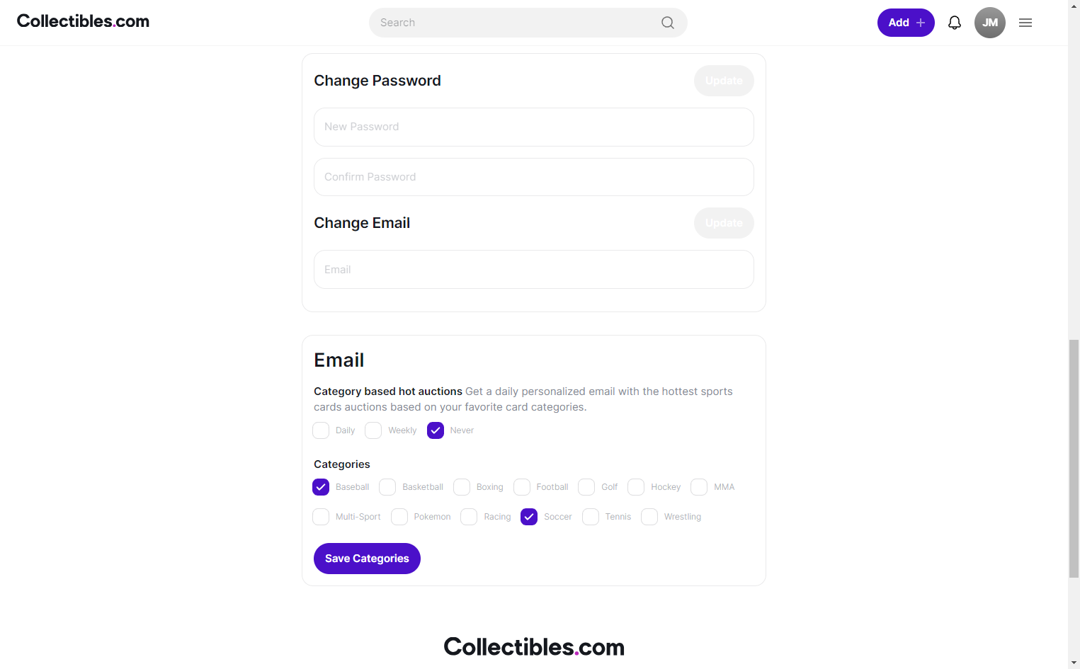 Scroll all the way down to the email section.