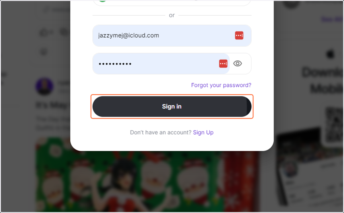 Click on Sign in