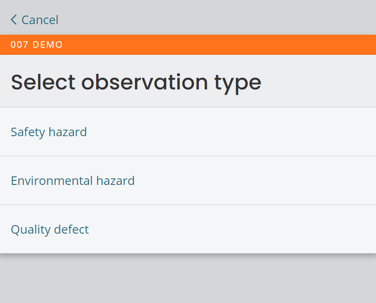 Select observation type
