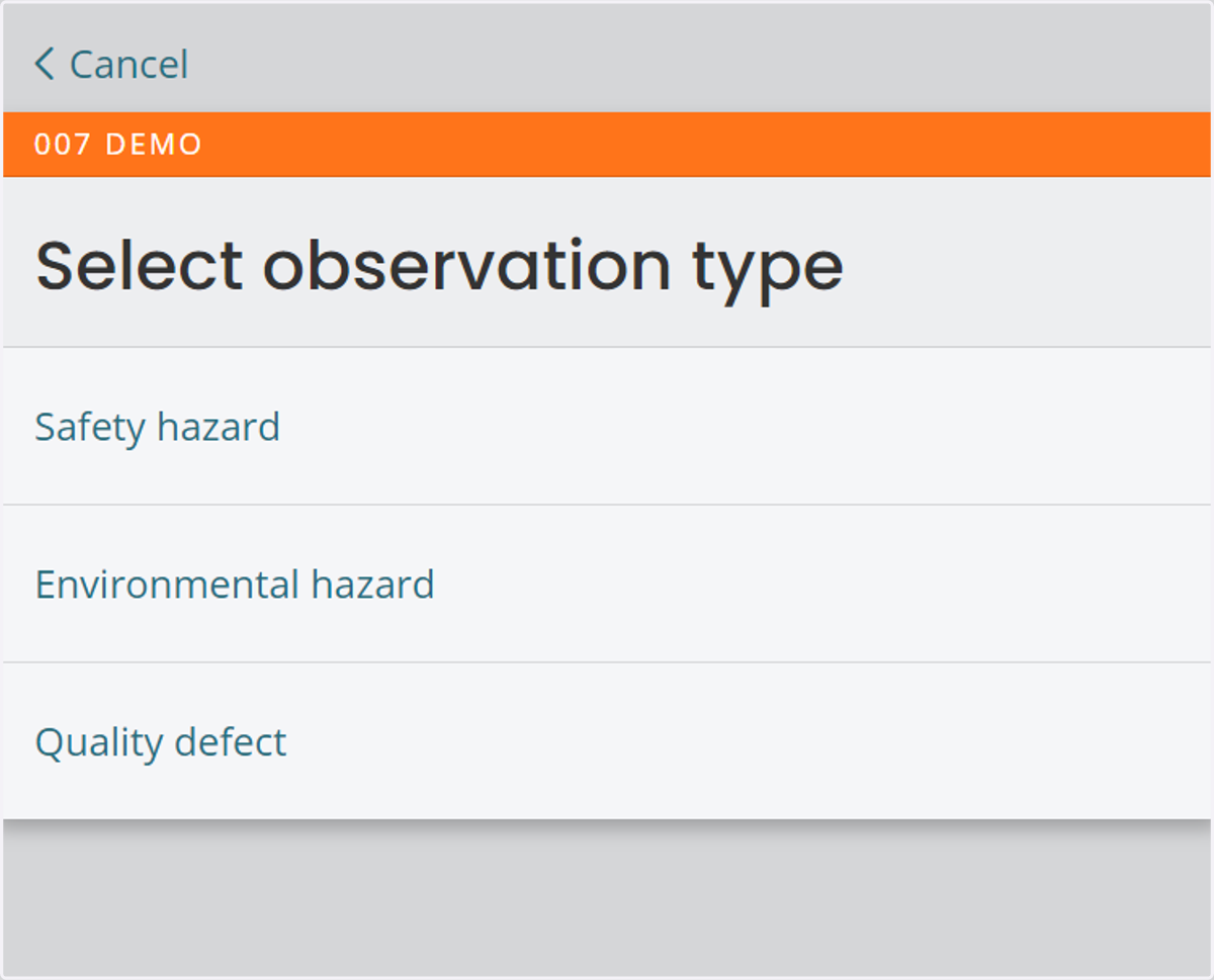Select observation type