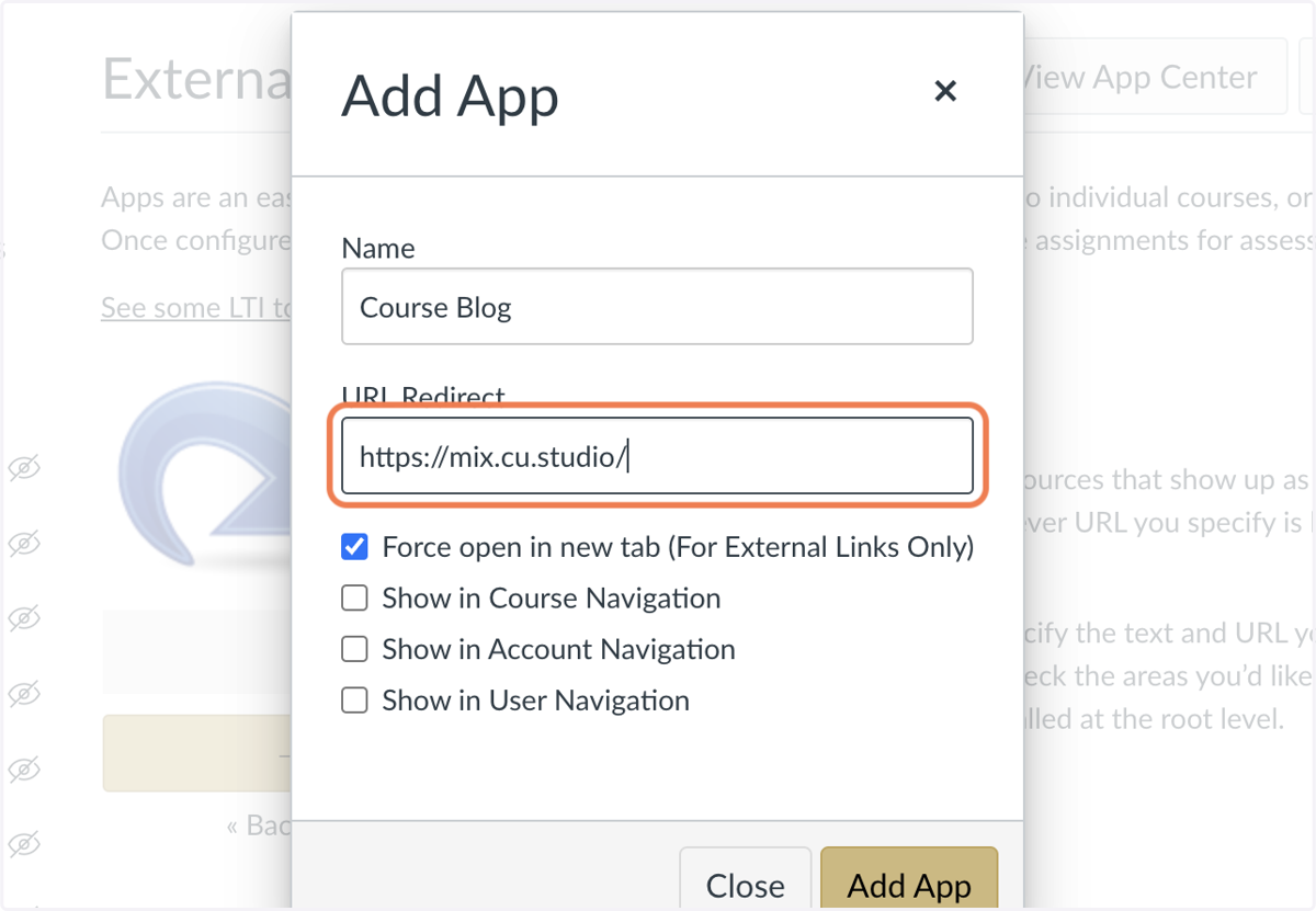 Enter the URL to your blog.