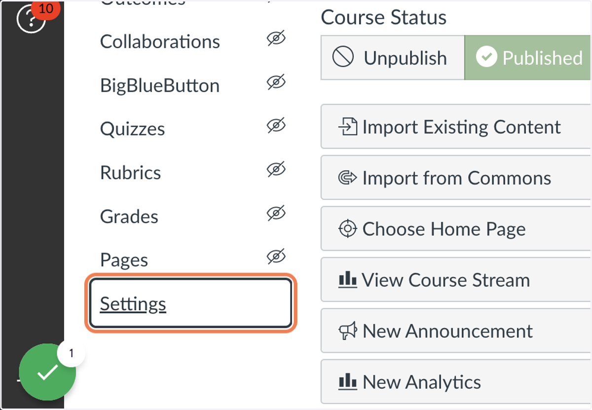 Click on Settings (lower left menu)