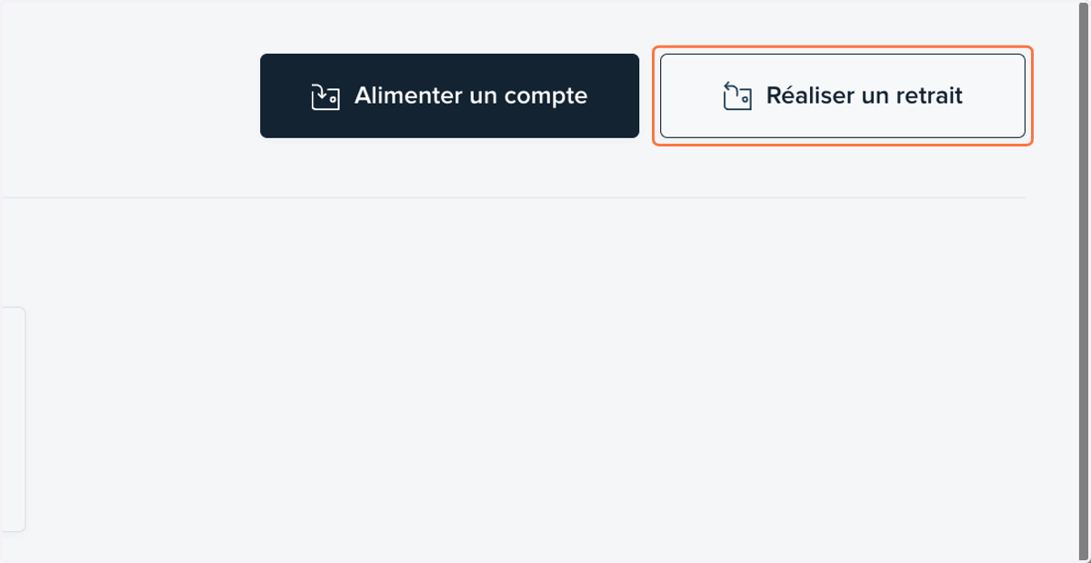 Cliquer sur "Réaliser un retrait" en haut à droite de l'écran.
