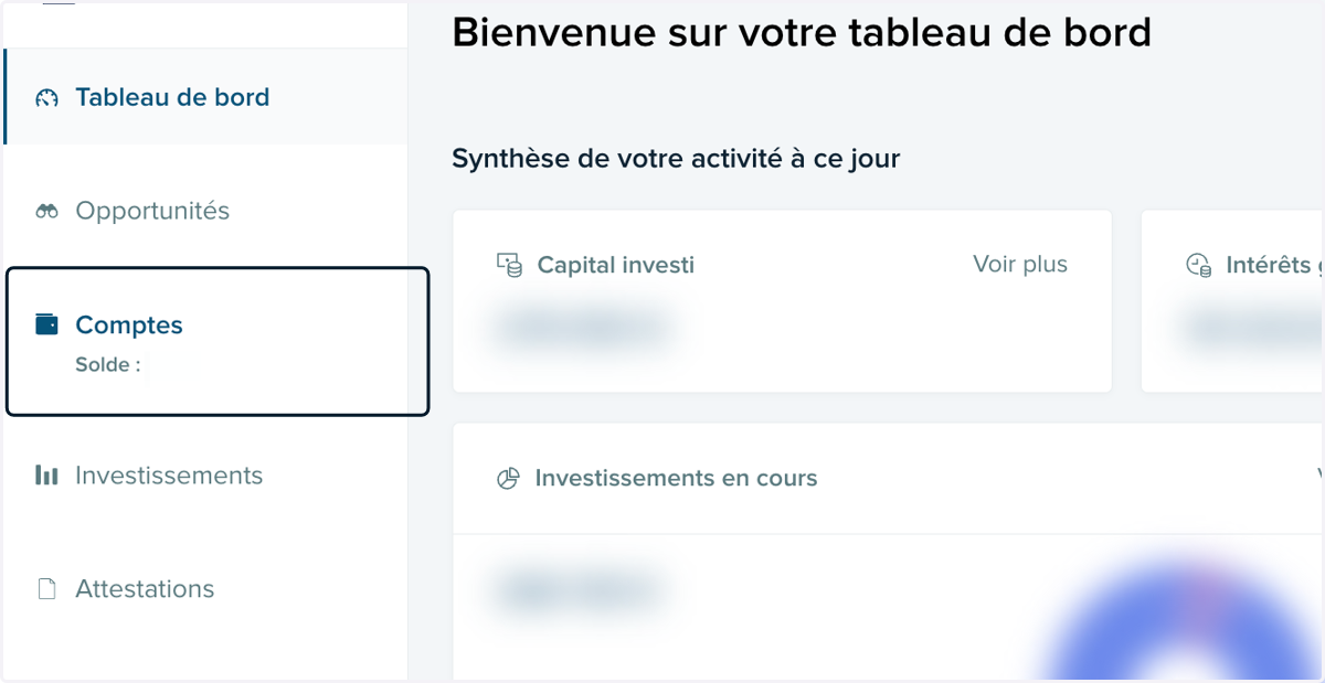 Cliquer sur l'onglet "Comptes".