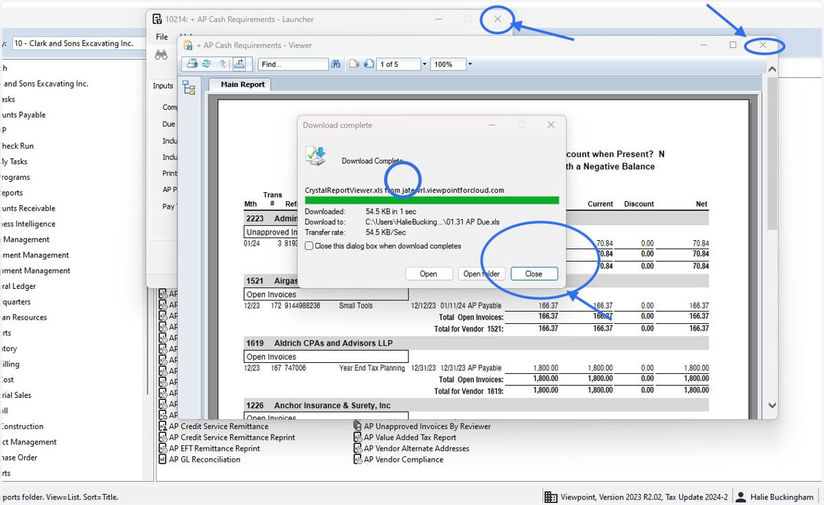 You can close out of Vista and start editing the AP Due Tab