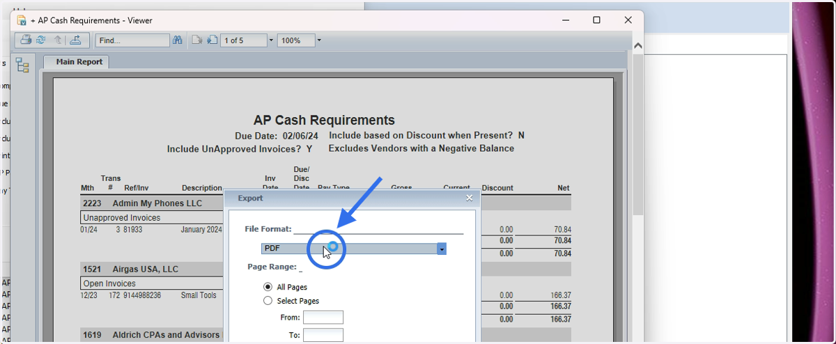 File Format: Select Dropdown