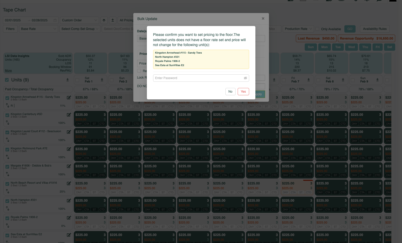 If not all units have a Floor Price you will be notified and the pricing for those units will not be updated