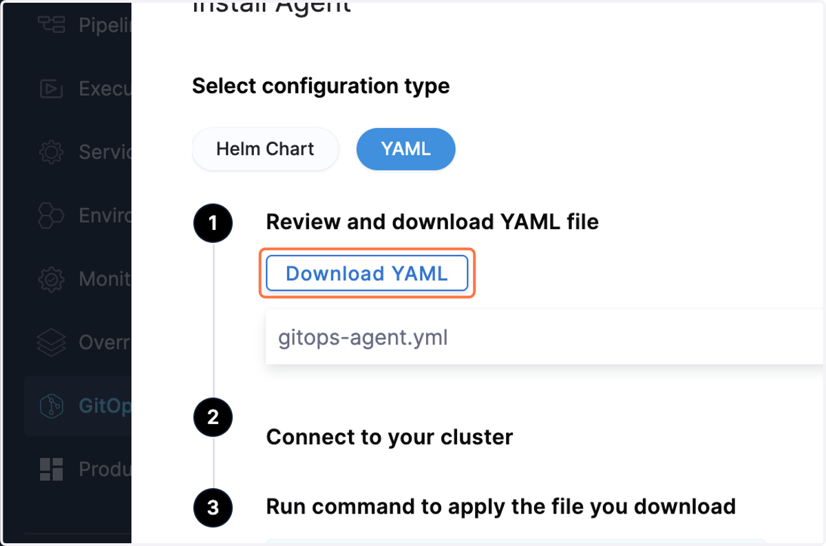 Click on Download YAML