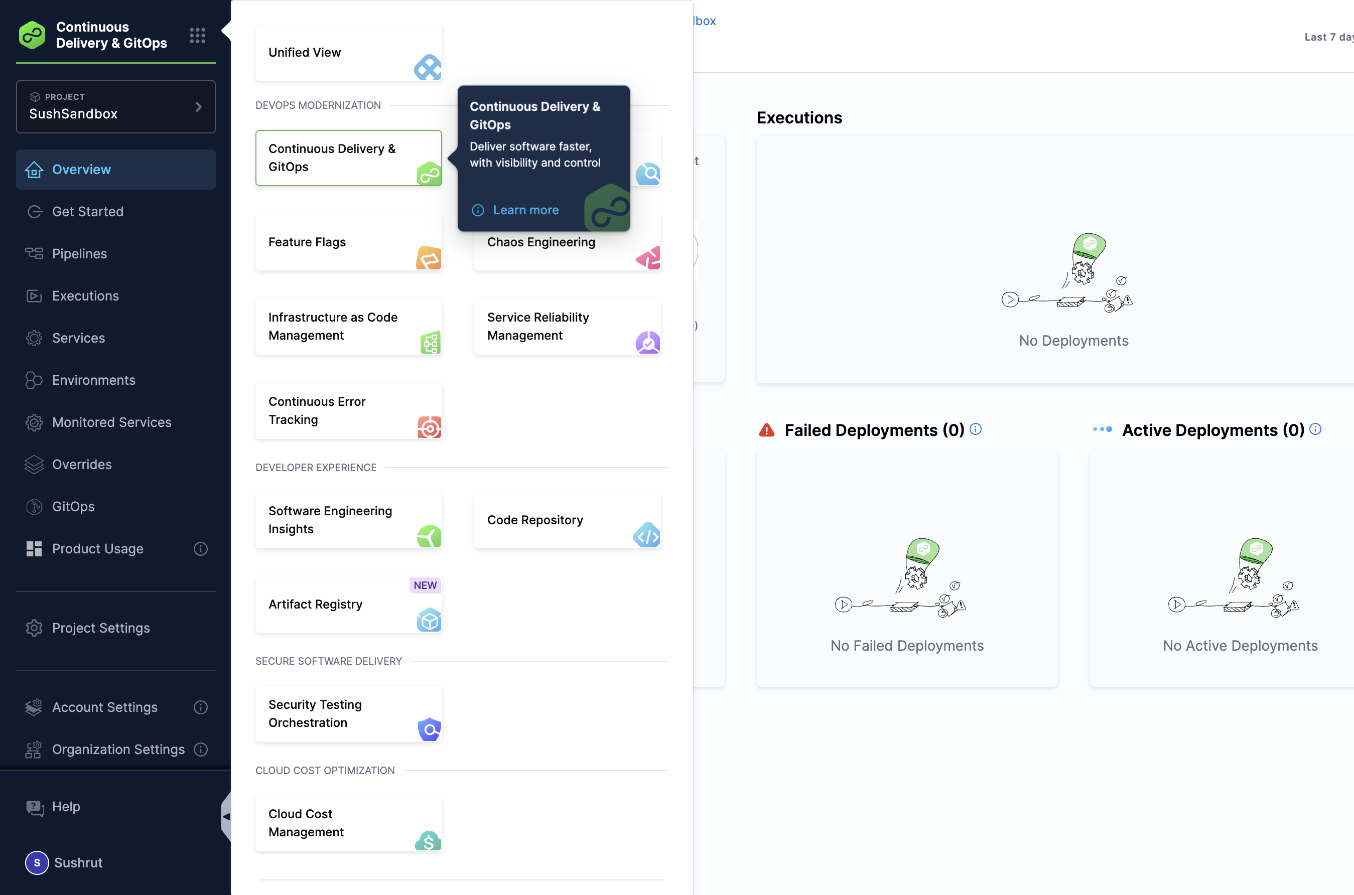 Click on Continuous Delivery & GitOps