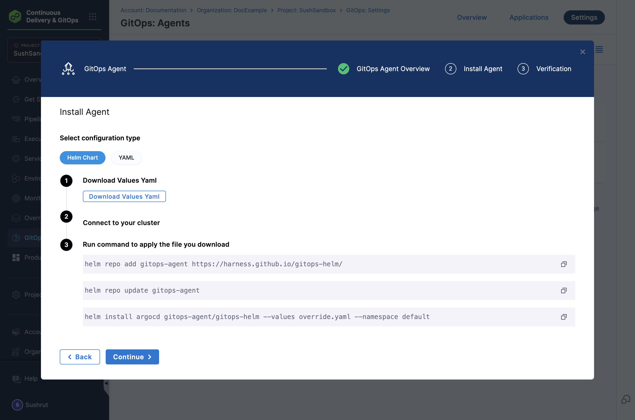 Click on YAML