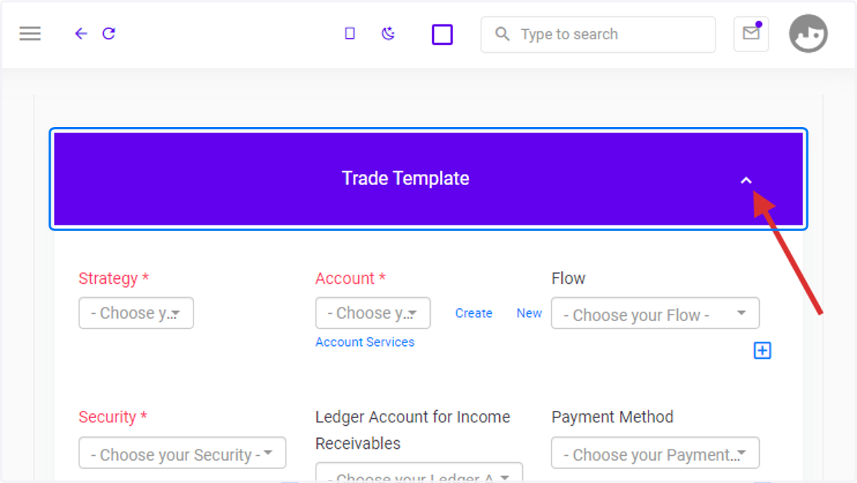 Trade Template Accordion