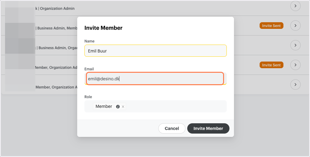 Type "eb@looja.dk' - Do the same after with 'nh@looja.dk'