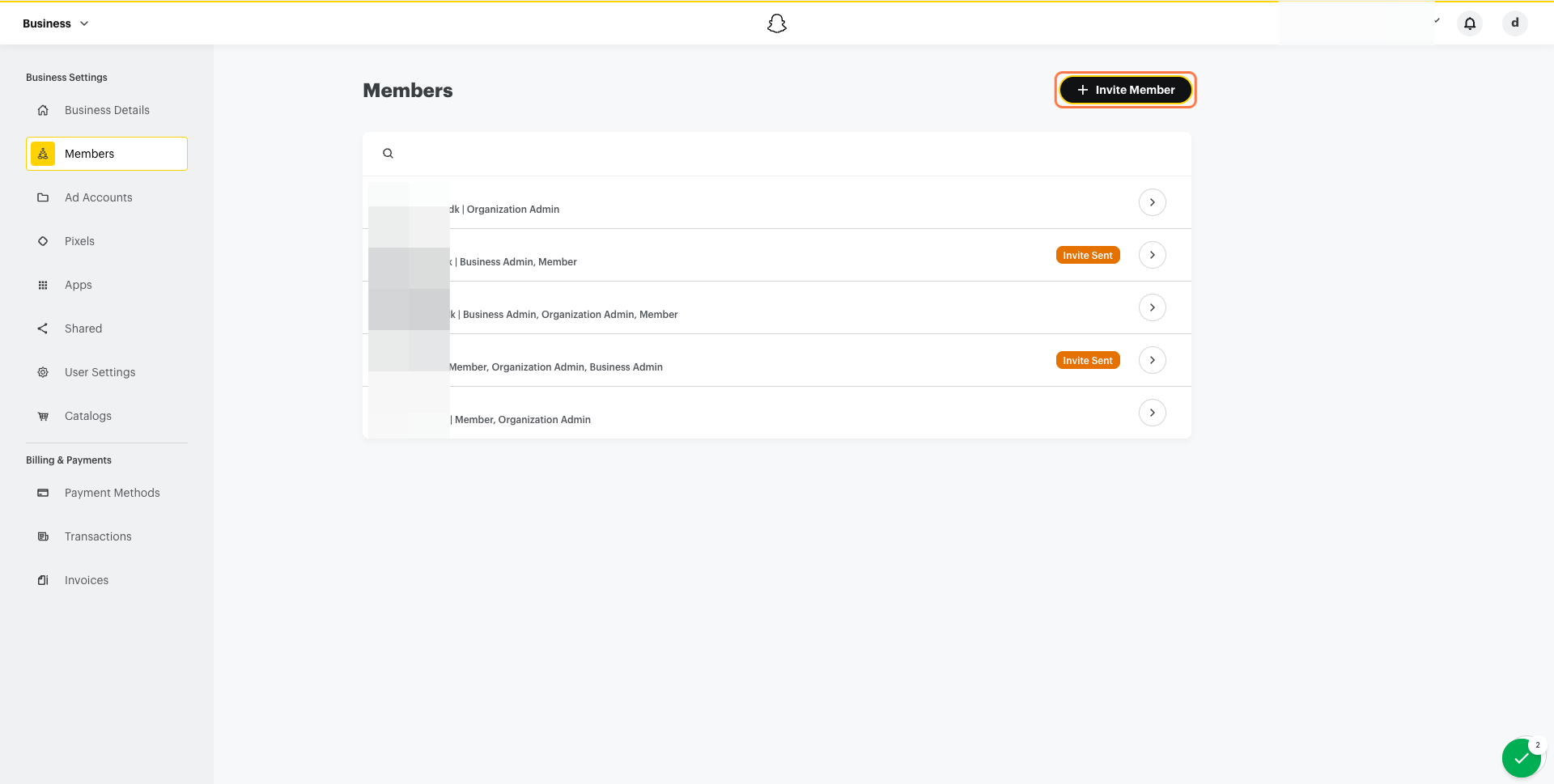 Click on Invite Member