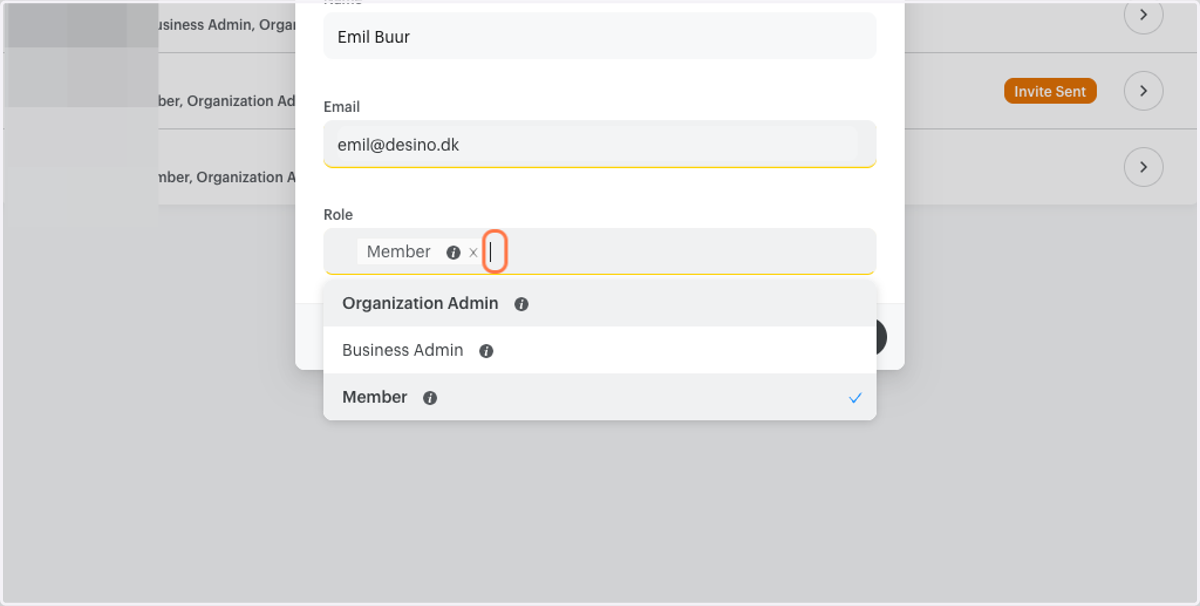 Click on Organization Admin