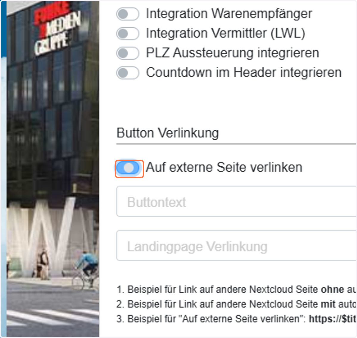 Verlinkung auf eine externe Seite