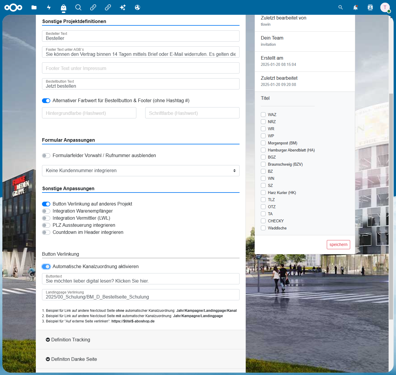 Interne Verlinkung mit automatischer Kanalzuordnung