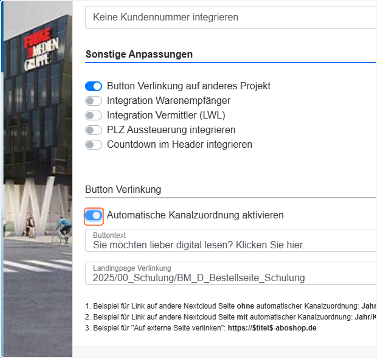 Interne Verlinkung mit automatischer Kanalzuordnung