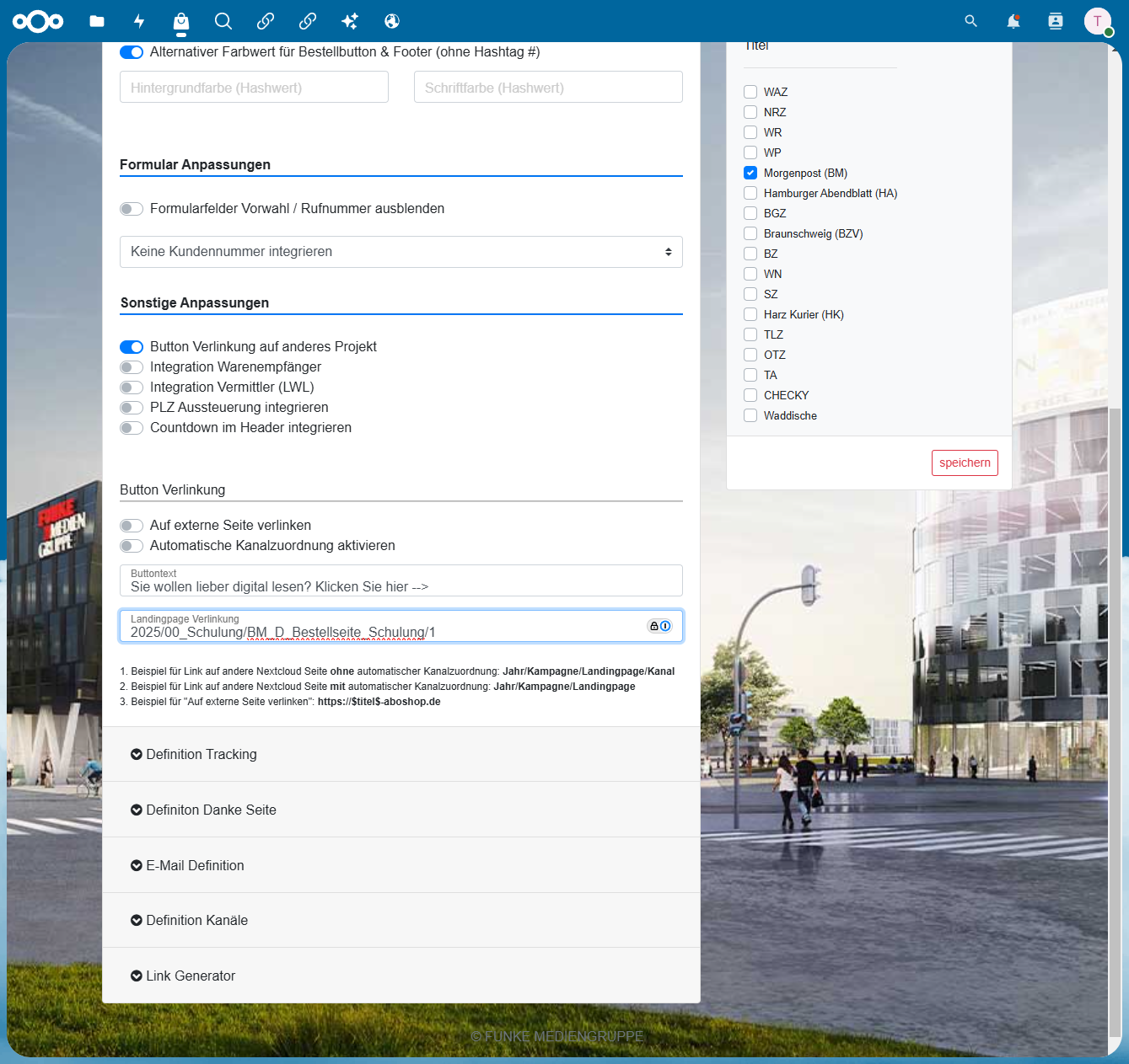 Interne Verlinkung automatische Kanalzuordnung