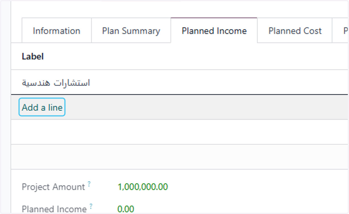 Click on Add a line if you want to add another income type