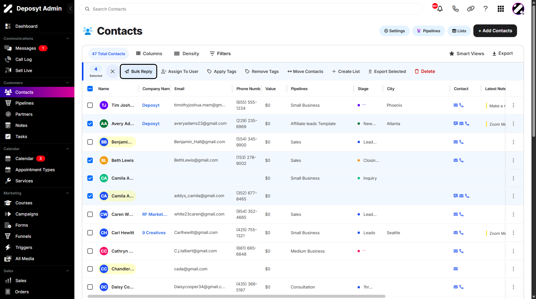 Step 5: Click on Bulk Reply to proceed.