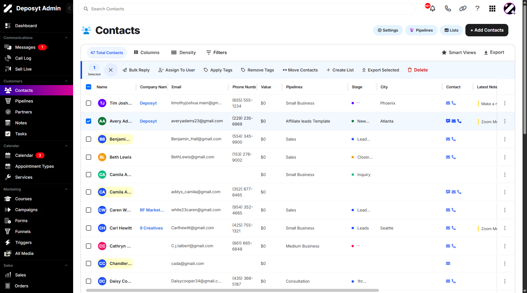 Step 4: Or manually select specific contacts by clicking the checkboxes next to their names.