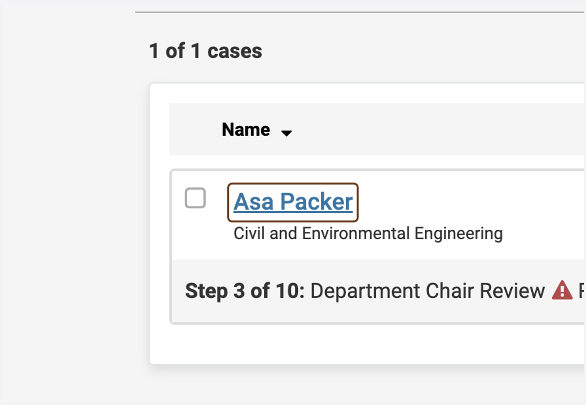 Click on the candidate's name