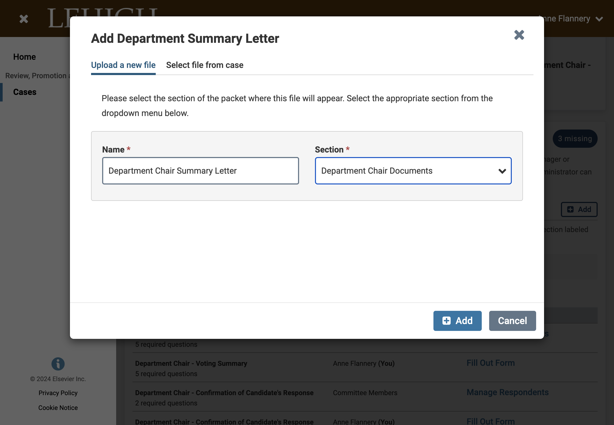 Select Department Chair Documents