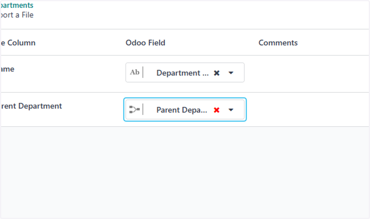 Click on Parent Department