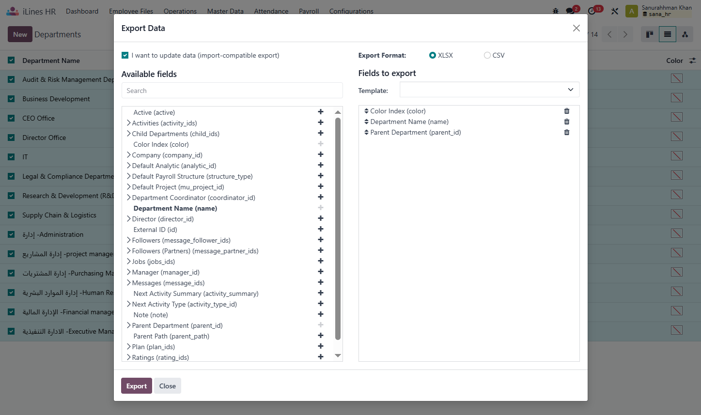 Click on Export Data…