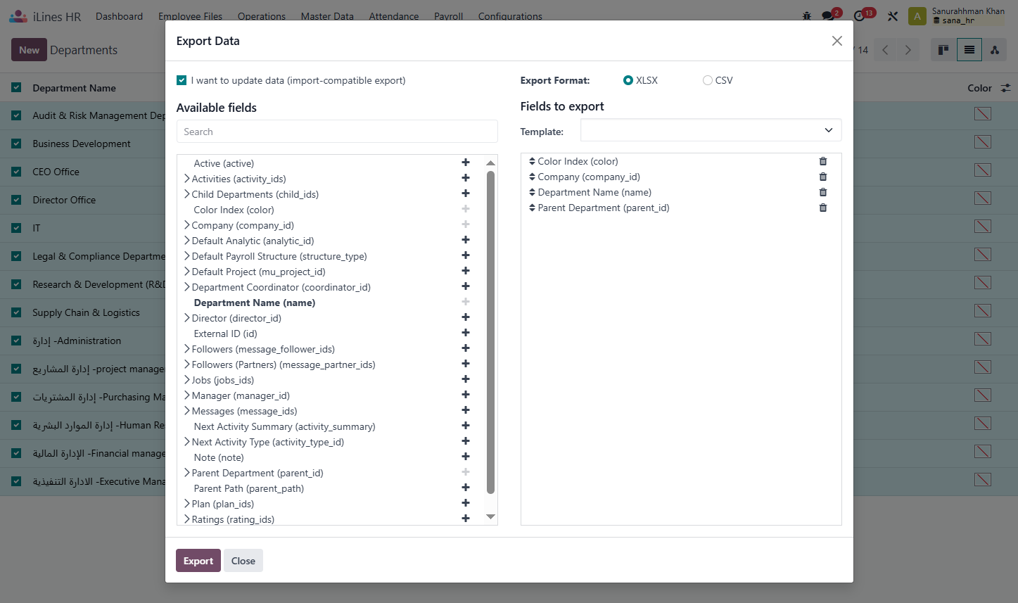 Click on Export Data…