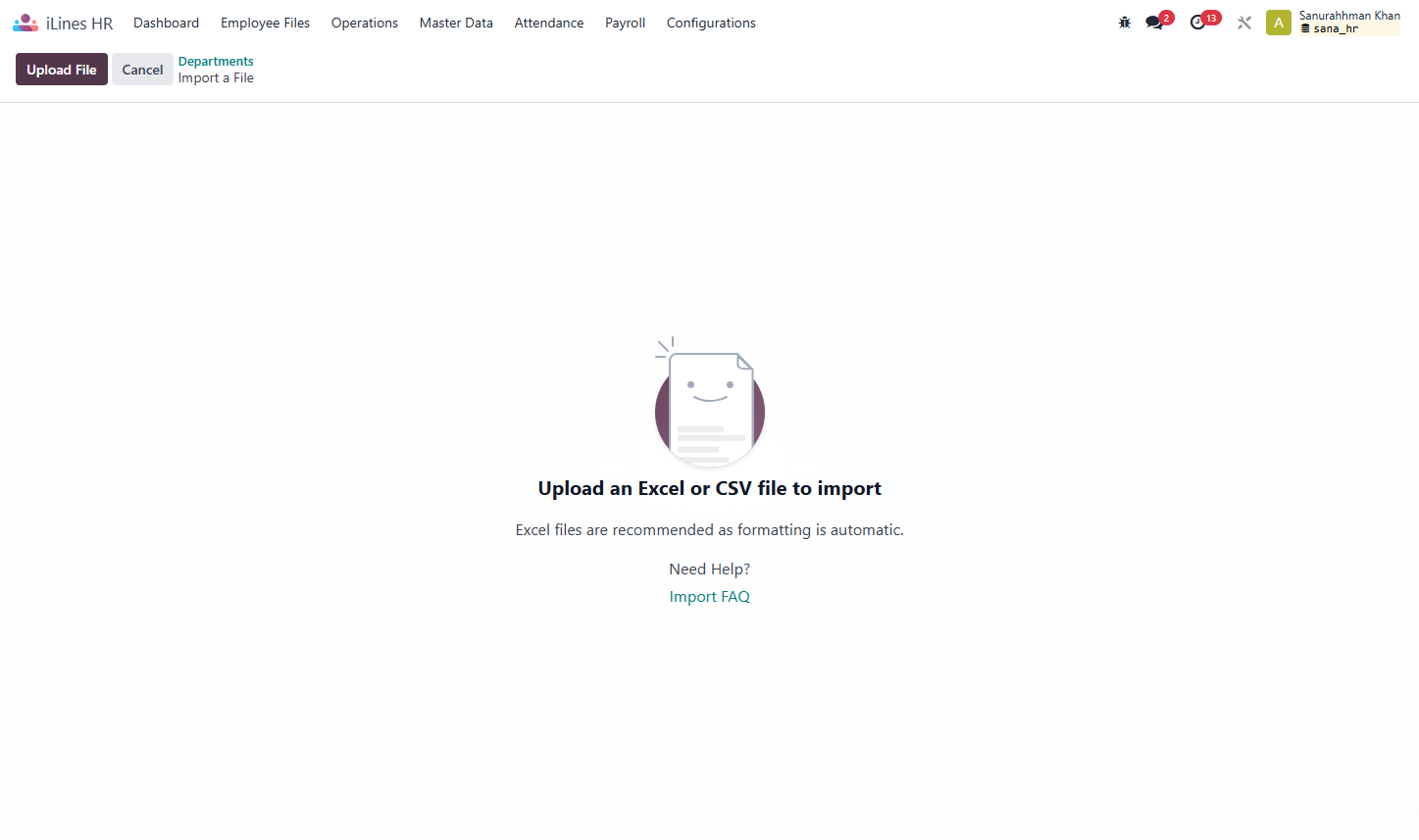 Click on Upload File
