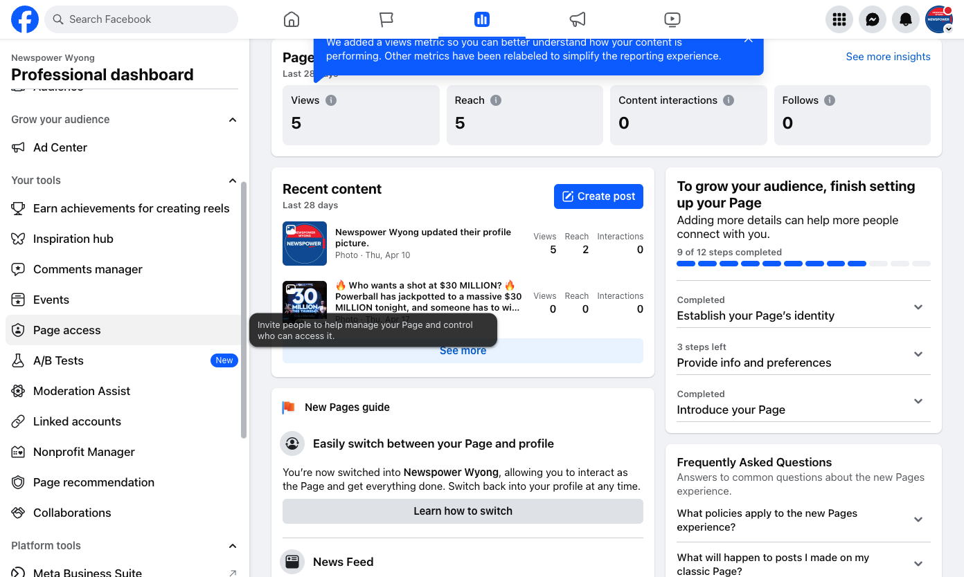 Click on Page access from the menu on the left.