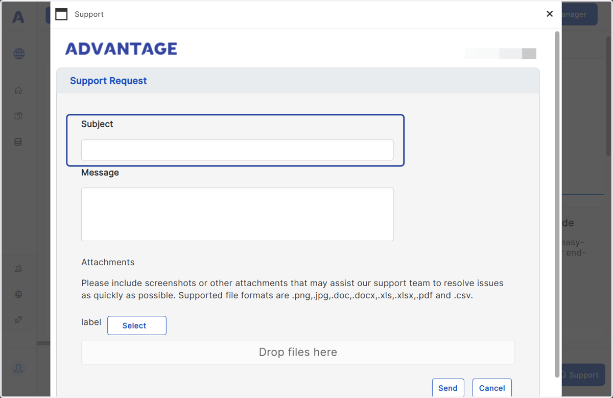 Fill in the Subject and include a detailed description of the issue. You can also include attachments.