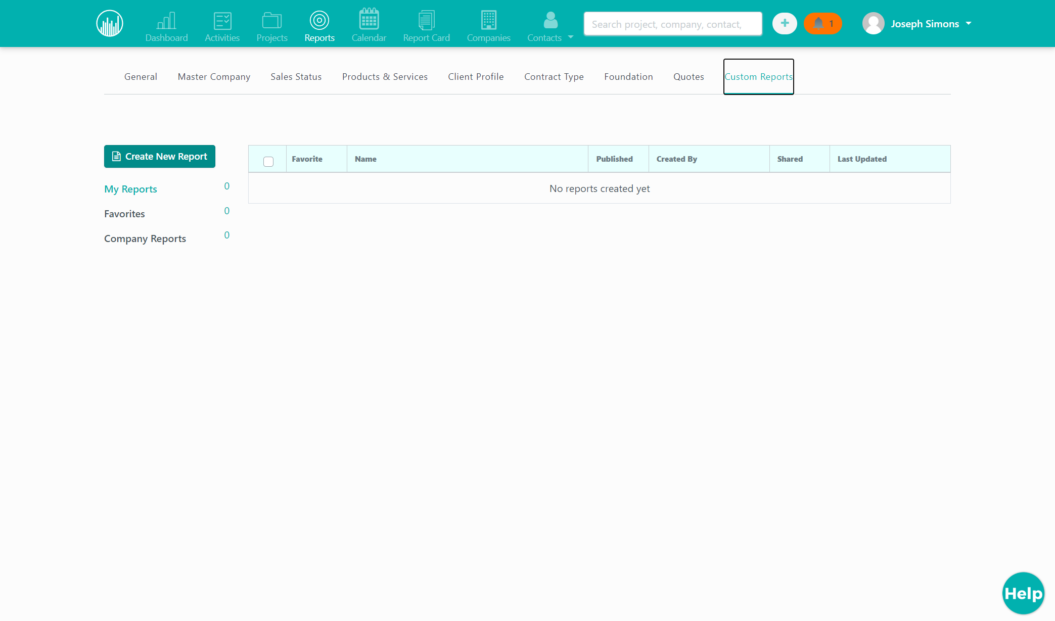 Click on Create New Report