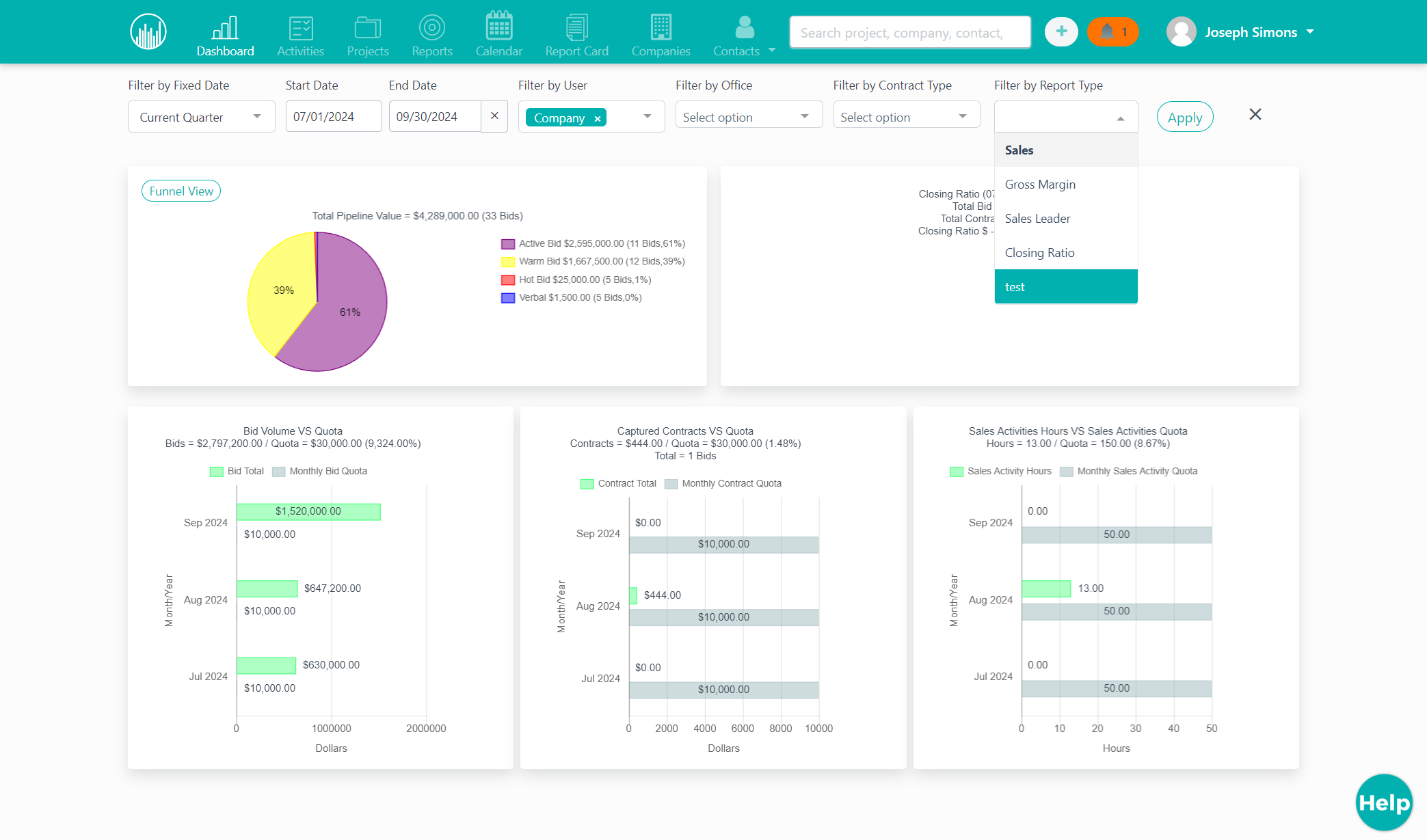 Click on custom report