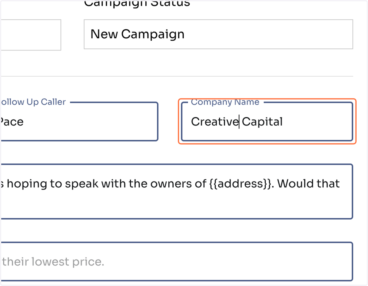 Type a company name for the AI to refer to you by.