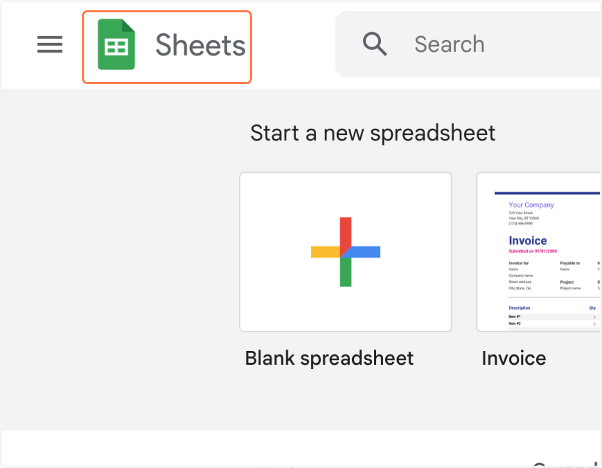 Click on Sheets