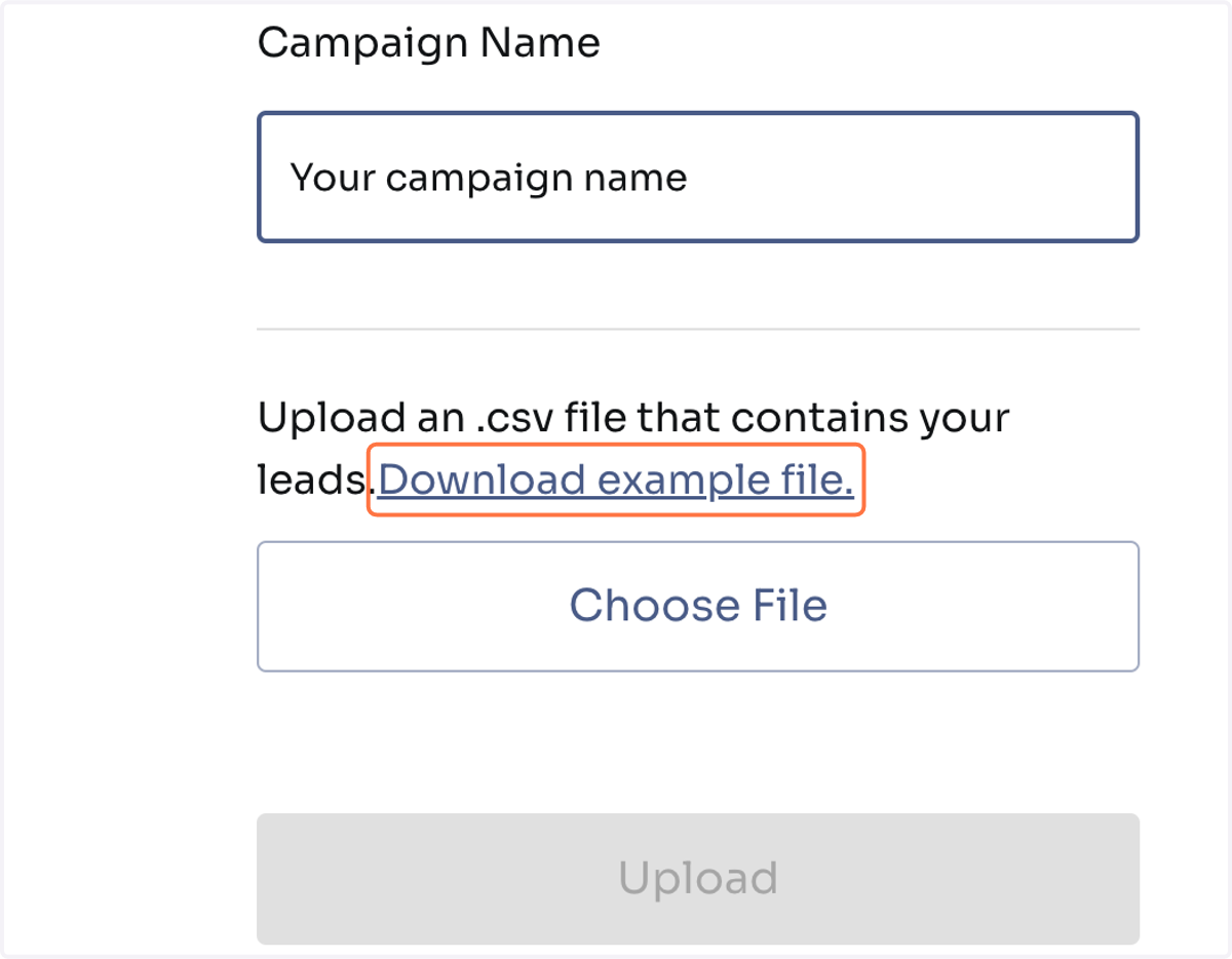 Click on Download example file.