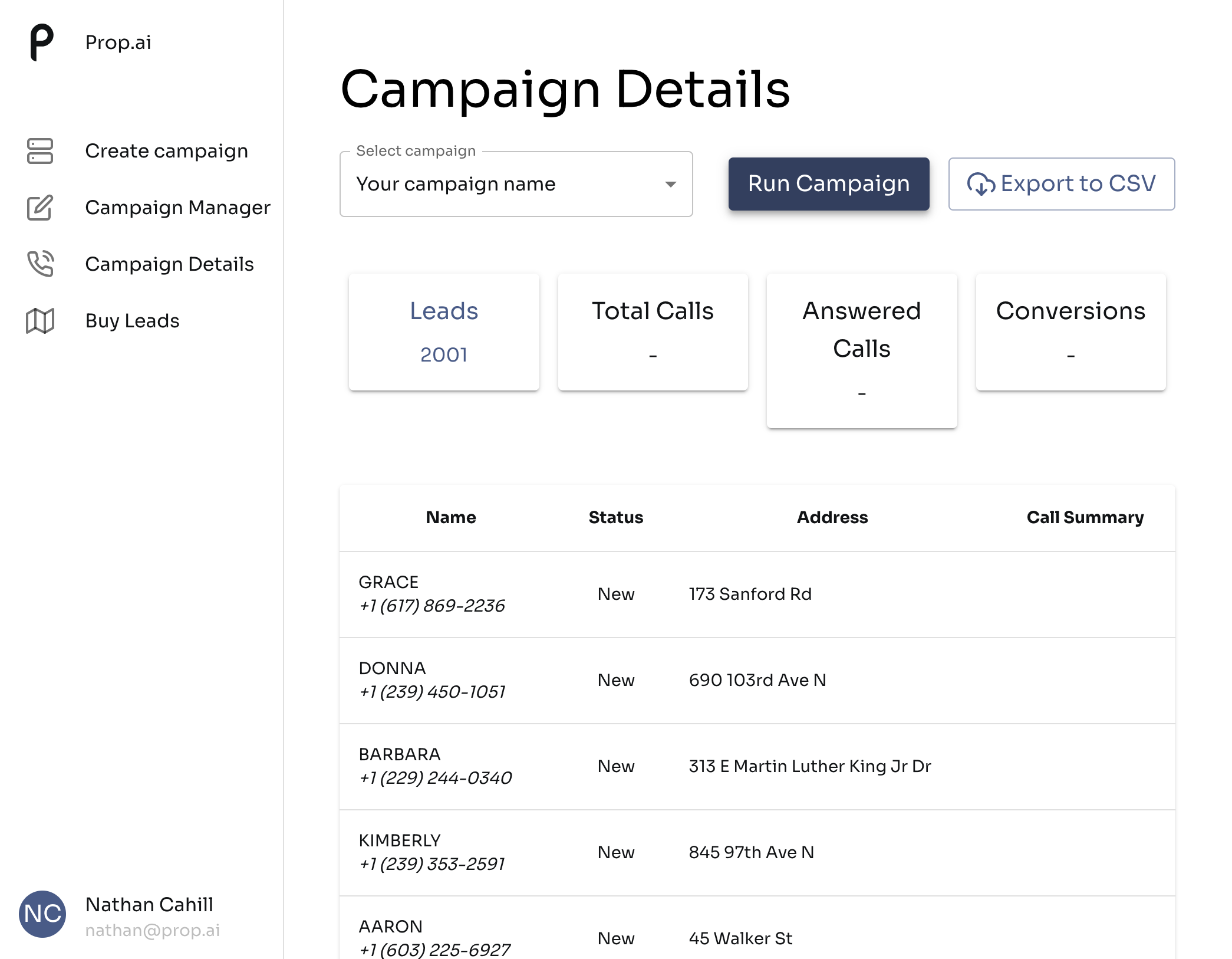 Click on Run Campaign.