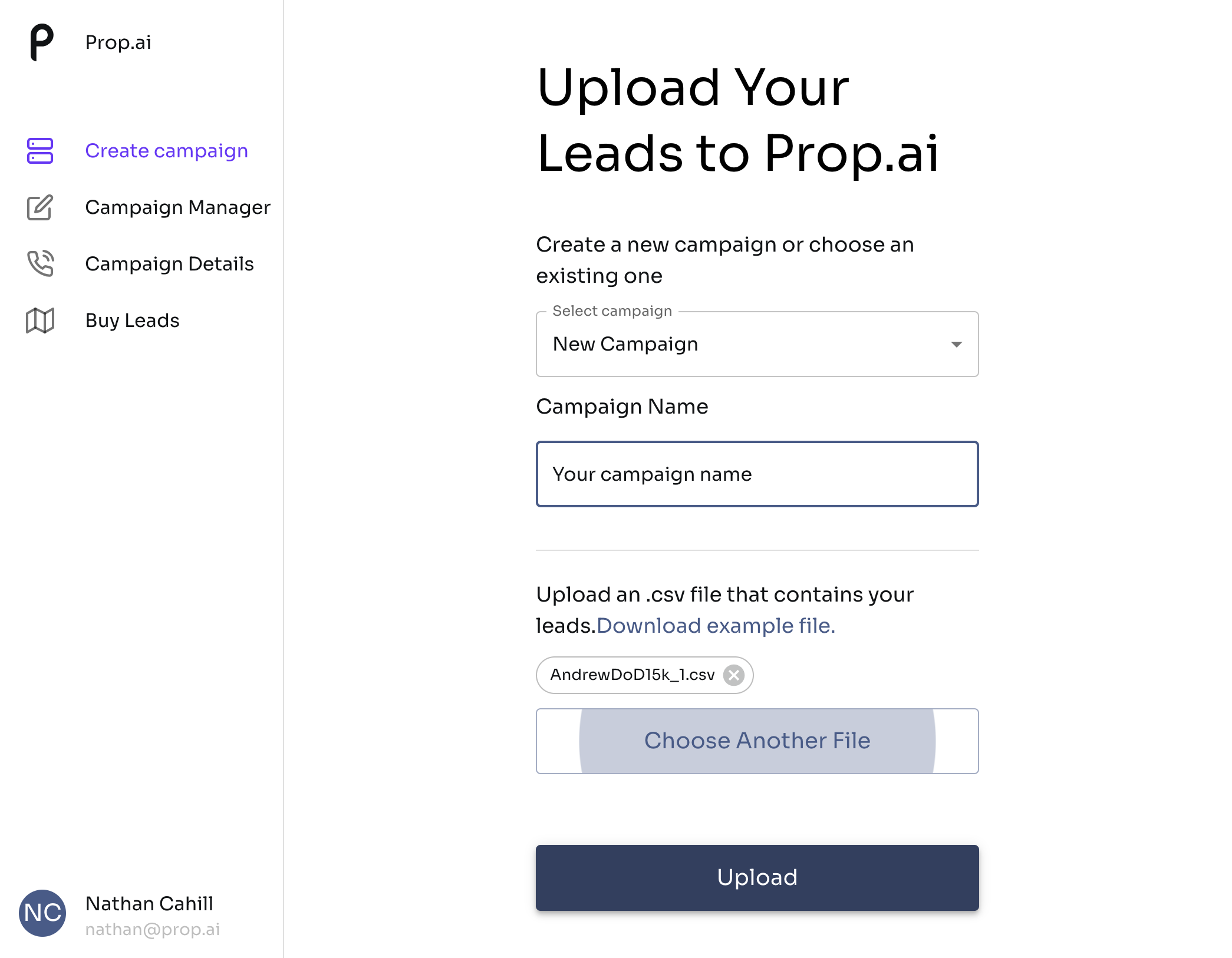 Click on Upload.