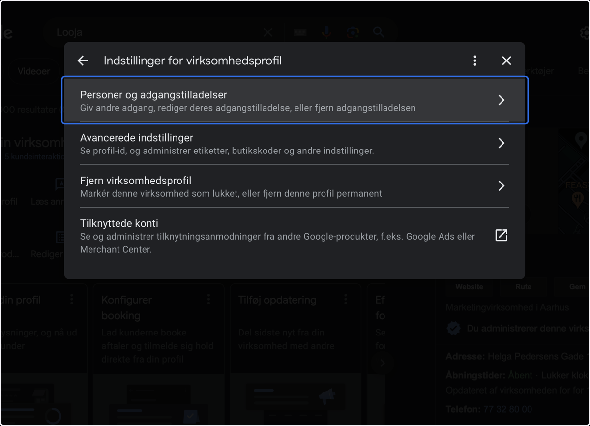 Click on Persons and access permissions…
