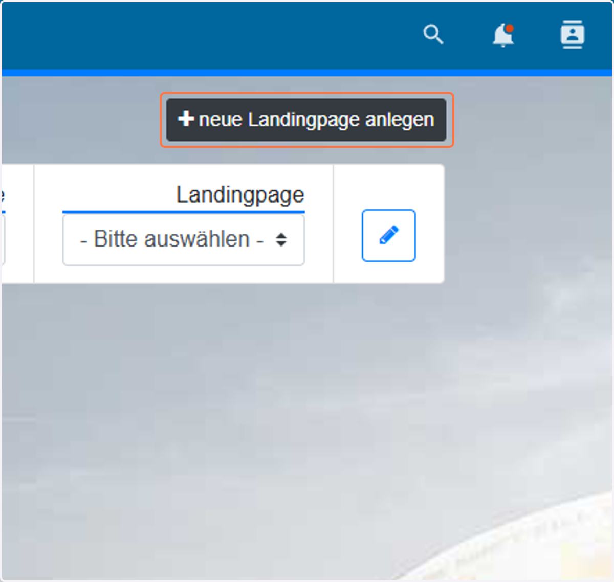 Auf "neue Landingpage anlegen" klicken