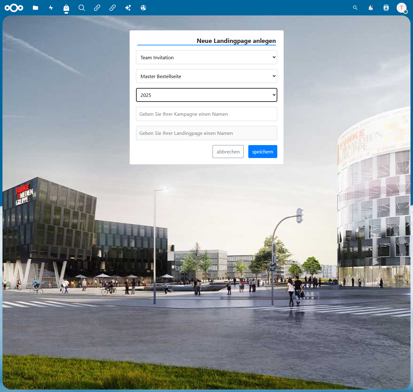 Wähle das Jahr in dem deine Kampagne/Landingpage angelegt werden soll.