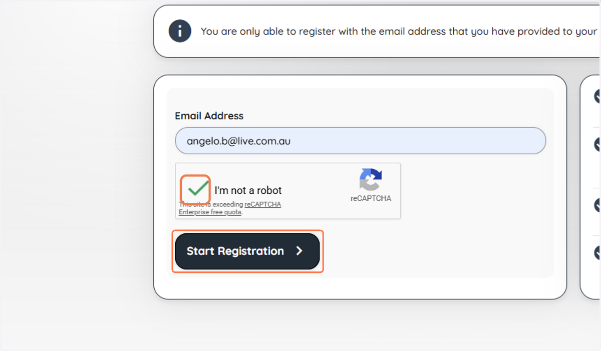 Click on Start Registration